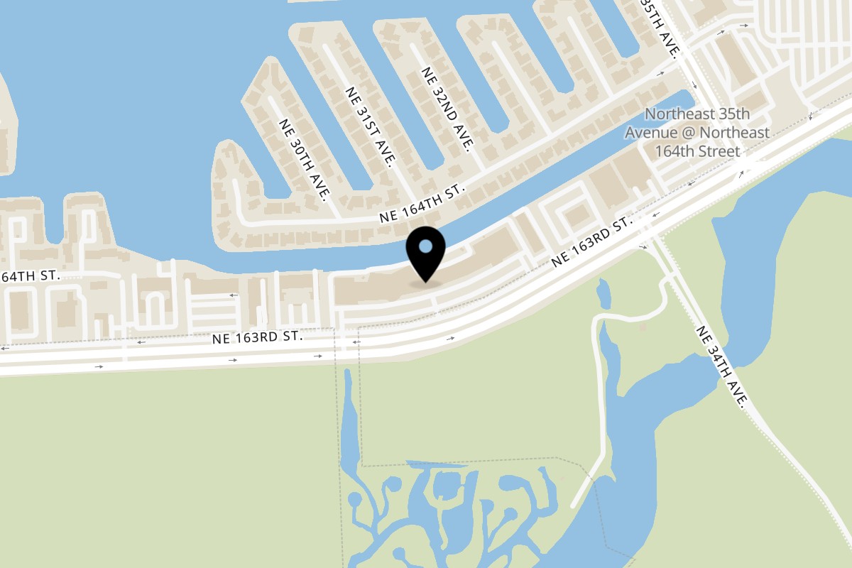 Map showing the location of Kabobji on 3055 NE 163rd St in North Miami Beach